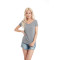 T-shirt pour femme en Tri-mélange à col étalé