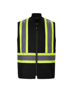 L01295 - Titan - Gilet en toile de coton haute visibilité pour hommes avec doublure Sherpa